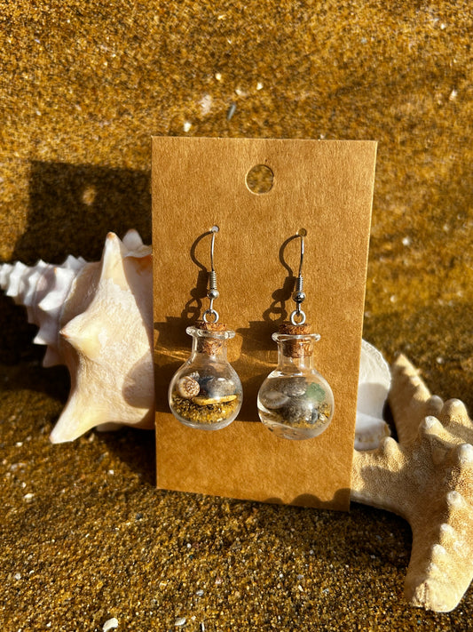 Sandy Beach - Round Jar Earrings